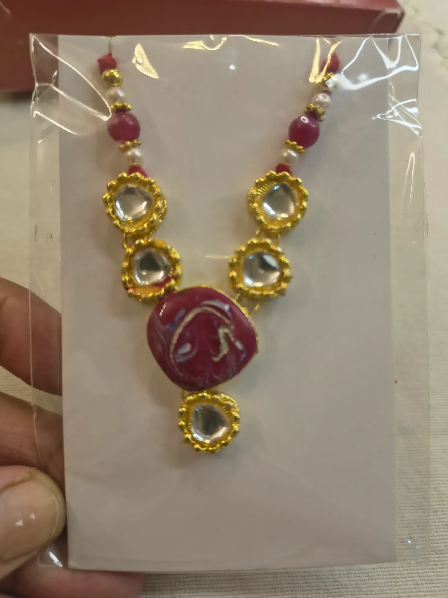 Pink stone mala