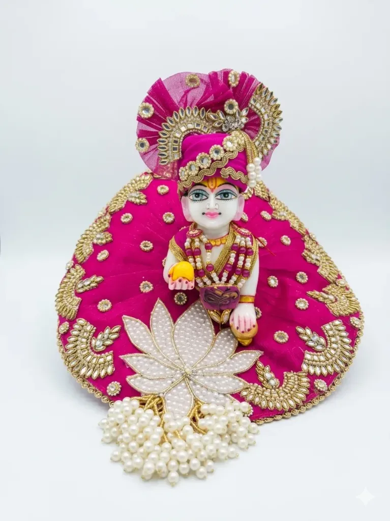 Heavy lotus pearl poshak with pagdi (Size-0)
