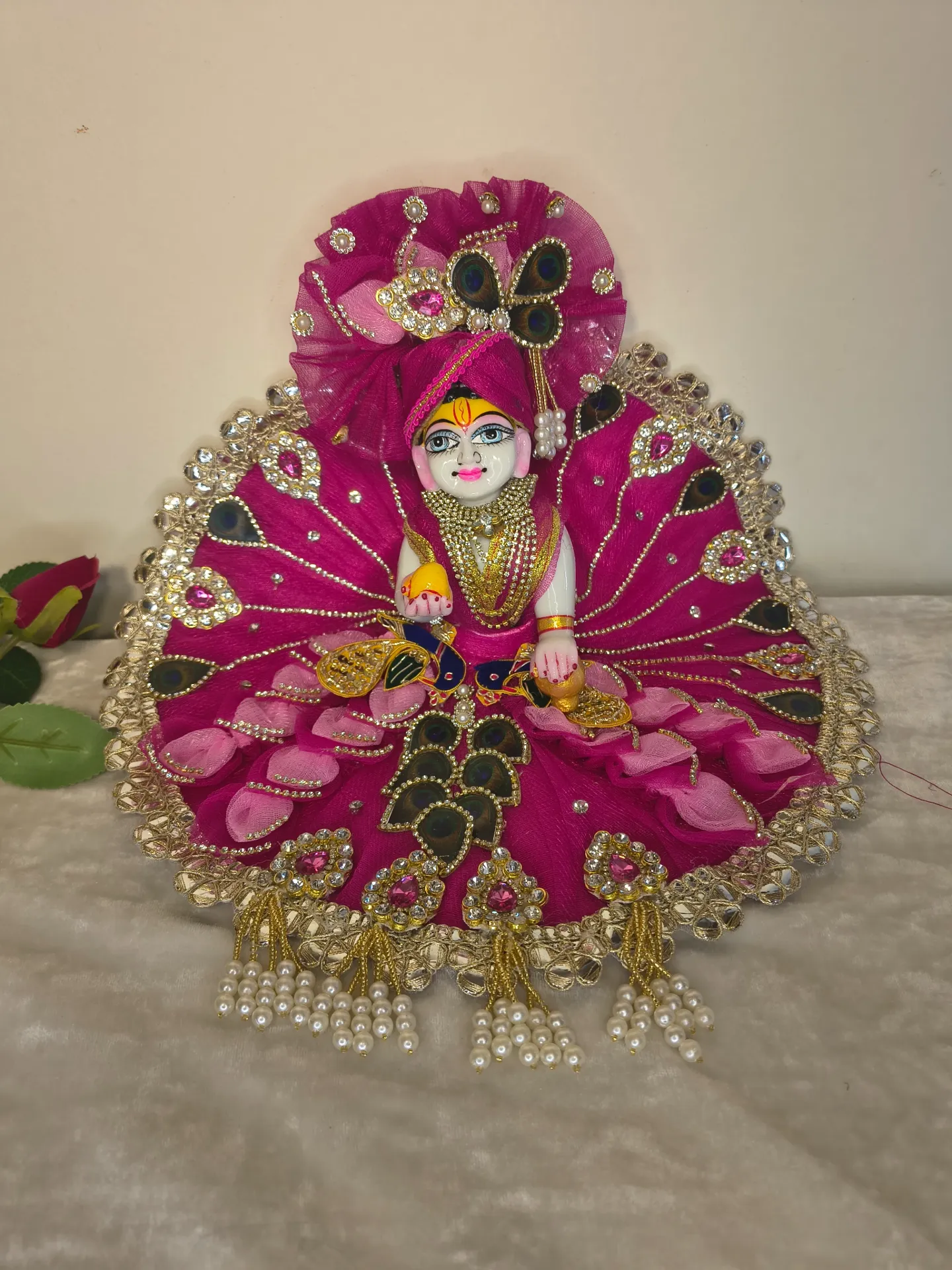 Rani colour heavy peacock theme poshak (Size-1)