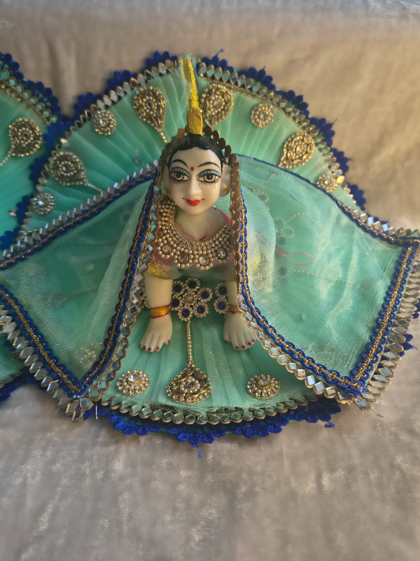 Peacock green poshak with chunri (Size-0)